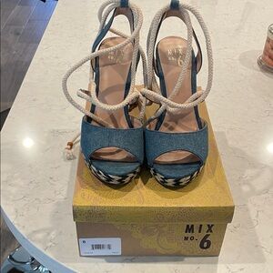 Mix No. 6 Denim Blue Platform Sandals